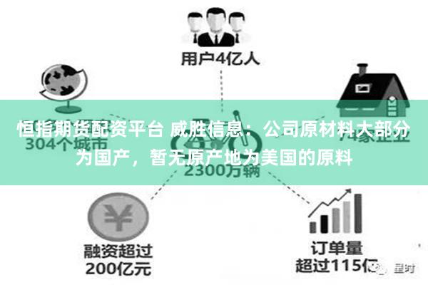 恒指期货配资平台 威胜信息：公司原材料大部分为国产，暂无原产地为美国的原料