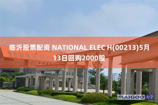 临沂股票配资 NATIONAL ELEC H(00213)5月13日回购2000股