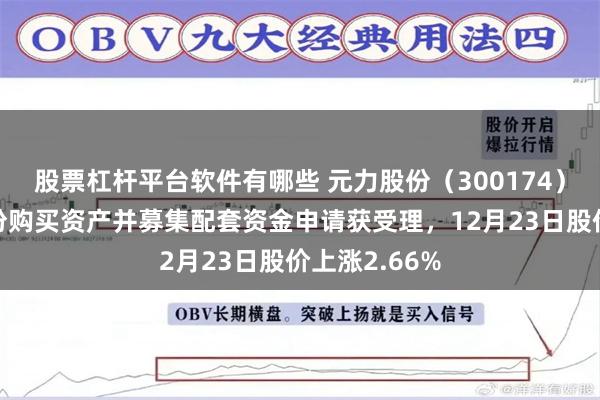 股票杠杆平台软件有哪些 元力股份(300174)披露发行股份购买资产并募集配套资金申请获受理,12月23日股价上涨2.66%